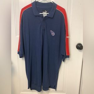 Puma NFL Tennessee Titans Blue Red Short Sleeve Polo Pullover Hi Lo Hem Sz 2XL